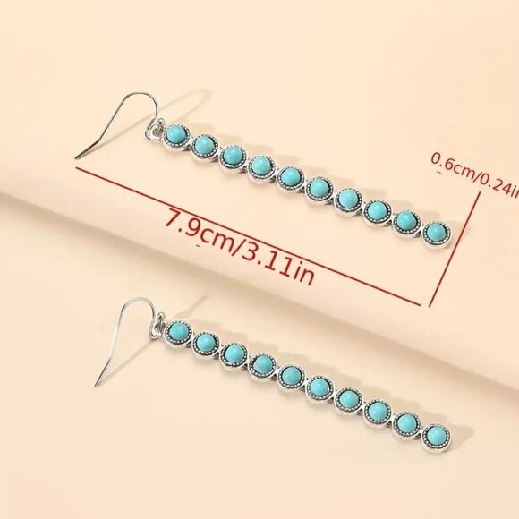 Motivating Turquoise Vertical Drop Women's Earrings - Picture 7 of 8